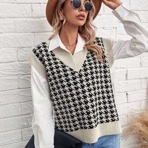 Chevron cream and black sweater vest